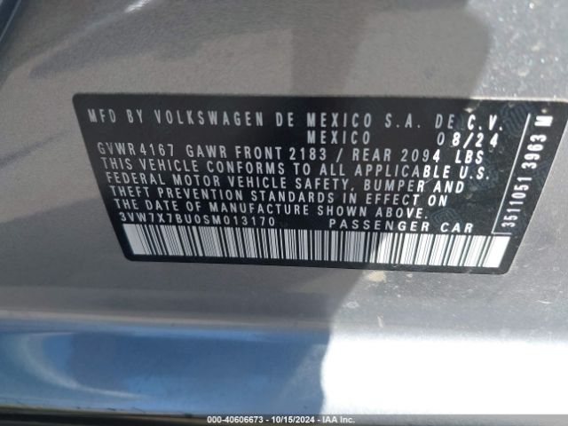 3VW7X7BU0SM013170 Volkswagen JETTA SE