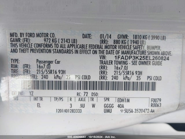 Ford FOCUS SE 2014 1FADP3K25EL260824 Image 9