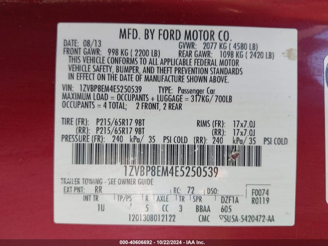 Ford Mustang V6 2014 1ZVBP8EM4E5250539 Image 9