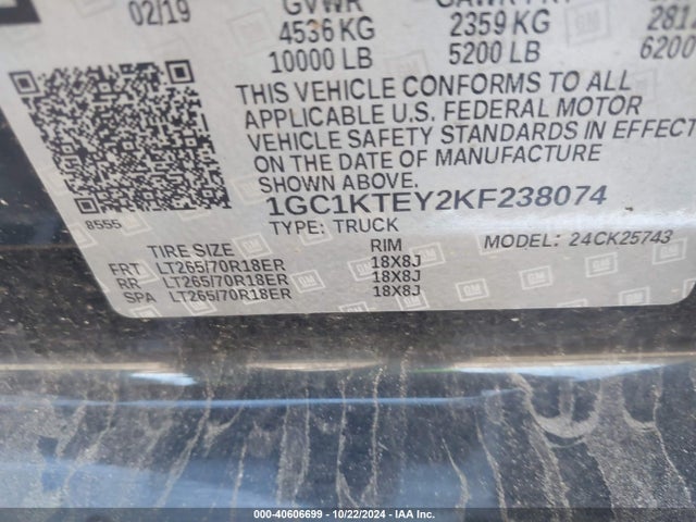 Chevrolet Silverado 2500hd Ltz 2019 1GC1KTEY2KF238074 Image 9