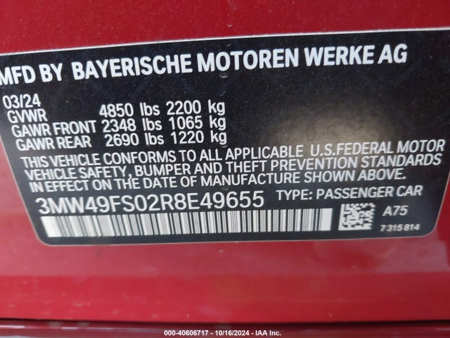 BMW M340I 2024 3MW49FS02R8E49655 Image 9
