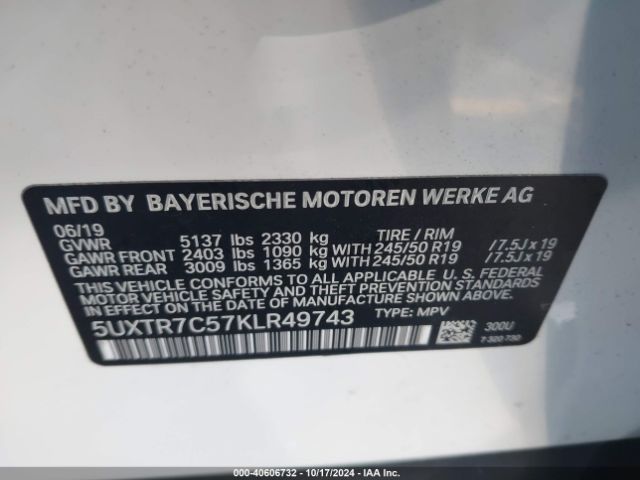 5UXTR7C57KLR49743 BMW X3 Sdrive30i