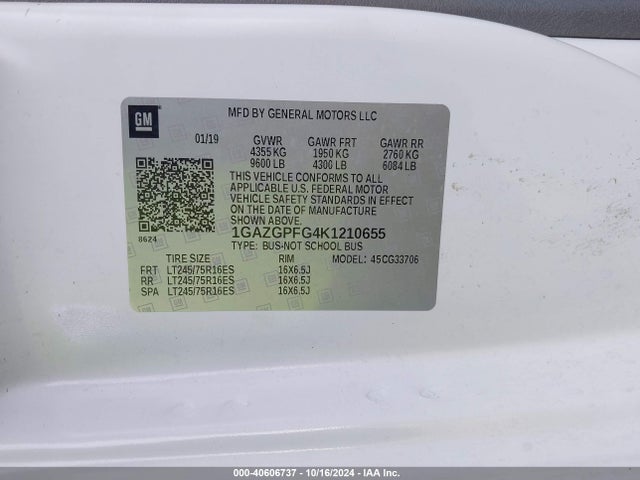 Chevrolet Express 3500 Lt 2019 1GAZGPFG4K1210655 Image 9