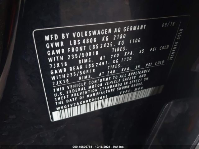 2017 VOLKSWAGEN TIGUAN WVGTV7AX0HK006685 Photo 8