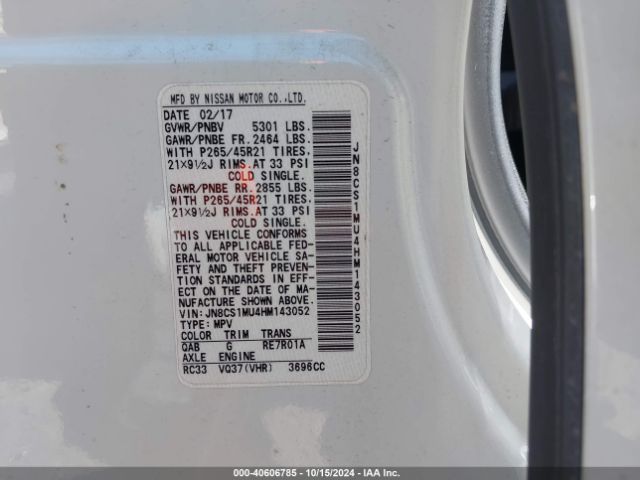 JN8CS1MU4HM143052 Infiniti QX70