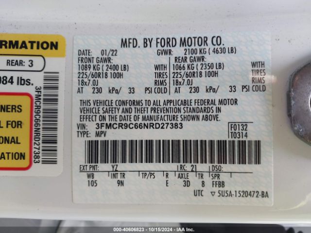 3FMCR9C66NRD27383 Ford Bronco Sport Outer Banks