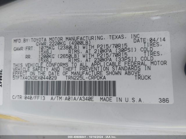 5TFTX4CN3EX044029 Toyota Tacoma