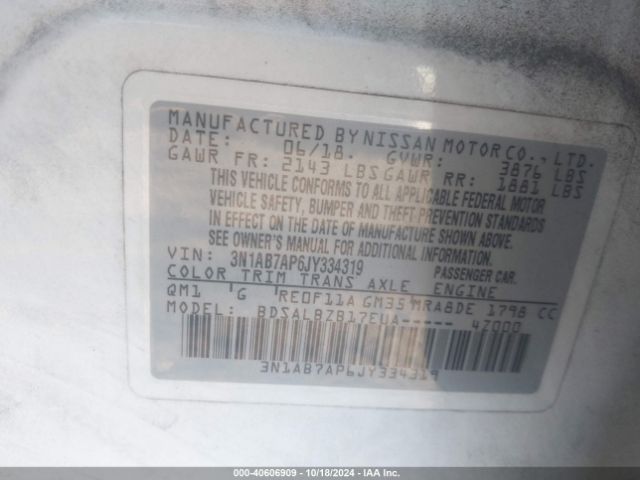 3N1AB7AP6JY334319 Nissan SENTRA S