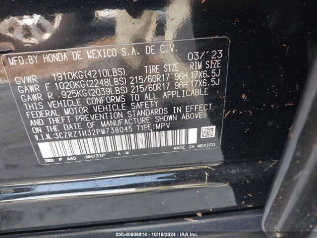3CZRZ1H32PM738045 Honda Hr-v 2wd Lx