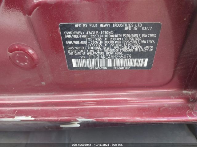 JF2GPAKC4HH255479 Subaru Crosstrek 2.0i Limited