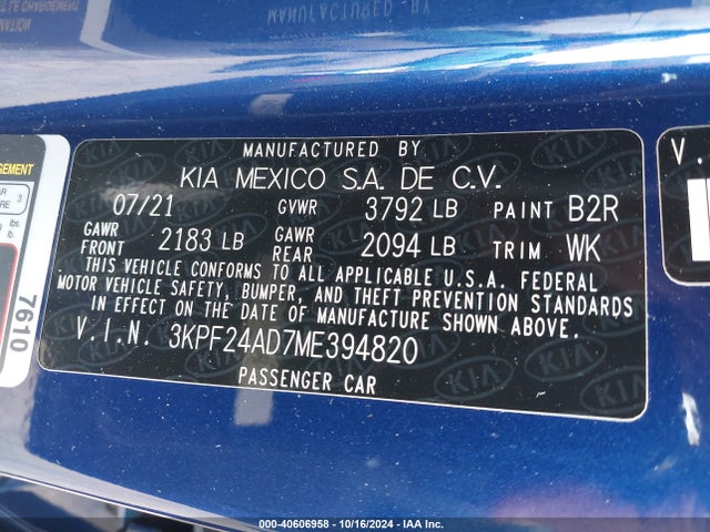 KIA Forte Lxs 2021 3KPF24AD7ME394820 Image 9