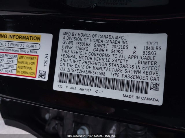 Honda Civic Sport 2022 2HGFE2F53NH541588 Image 9