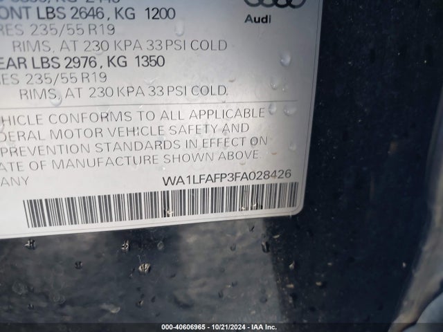 WA1LFAFP3FA028426 Audi Q5 2.0t Premium