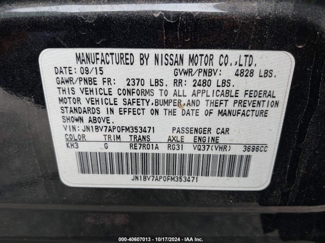 Infiniti Q50 Premium 2015 JN1BV7AP0FM353471 Image 9