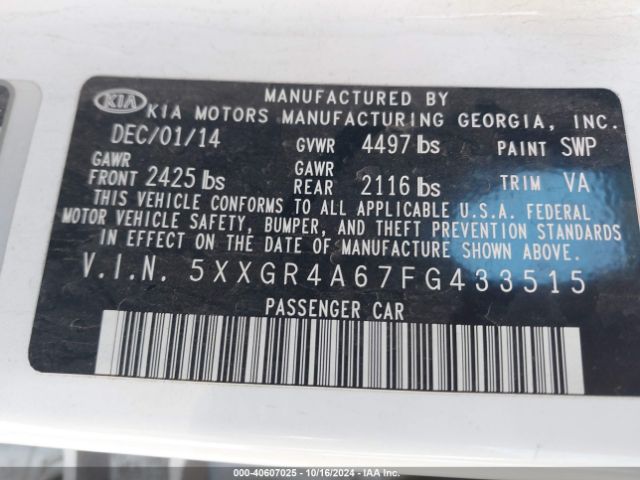 5XXGR4A67FG433515 KIA Optima Sx Turbo