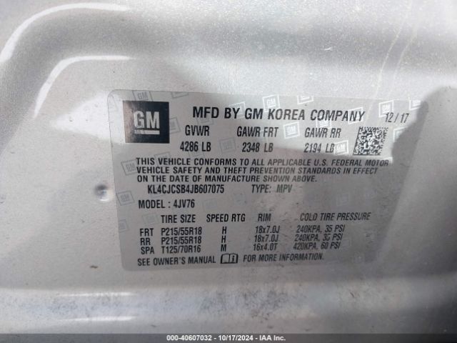 KL4CJCSB4JB607075 Buick Encore Essence