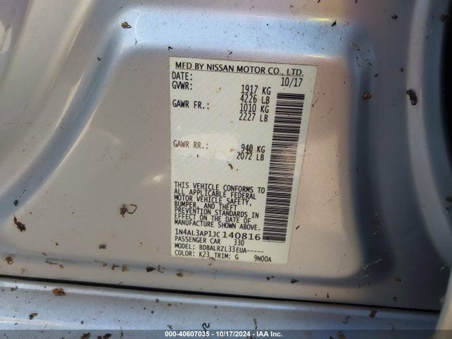 Nissan Altima 2.5 Sl 2018 1N4AL3AP1JC140816 Image 9