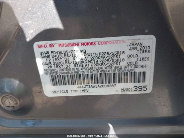 2010 MITSUBISHI OUTLANDER JA4JT3AW1AZ008387 Photo 8