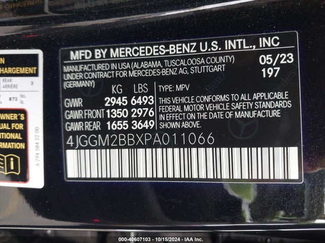 4JGGM2BBXPA011066 Mercedes-Benz Eqe 350+ Suv