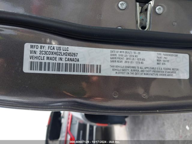 2C3CDXHG2LH245267 Dodge Charger Gt Rwd