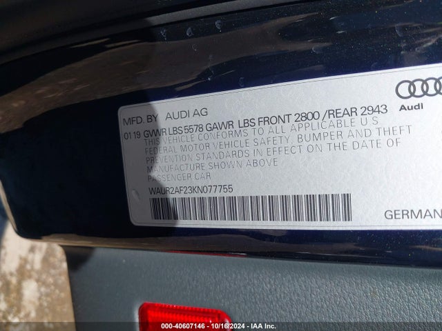 Audi A7 55 Premium 2019 WAUR2AF23KN077755 Image 9