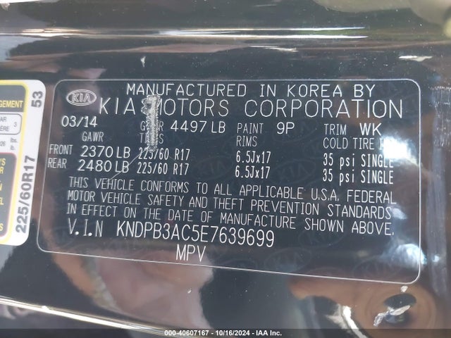 KIA Sportage Lx 2014 KNDPB3AC5E7639699 Image 9