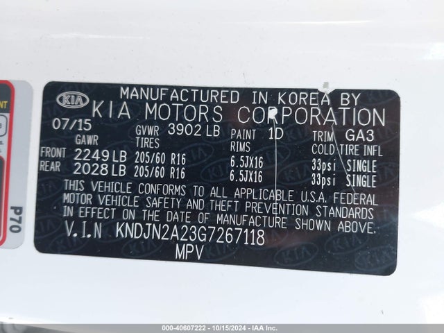 KIA Soul 2016 KNDJN2A23G7267118 Image 9