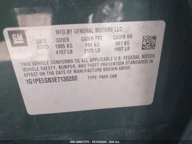1G1PE5SB3E7138280 Chevrolet Cruze 2lt Auto