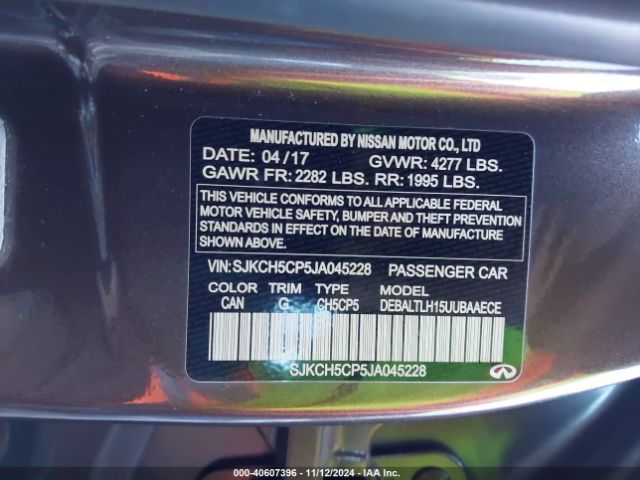 SJKCH5CP5JA045228 Infiniti Qx30 Sport