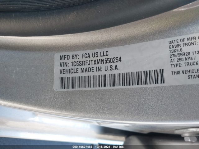 1C6SRFJTXMN650254 RAM 1500 Laramie  4x4 5'7 Box