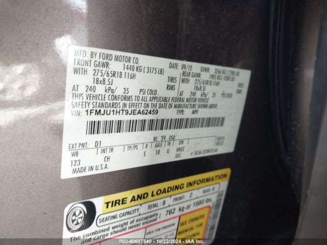 1FMJU1HT9JEA62459 Ford Expedition Xlt