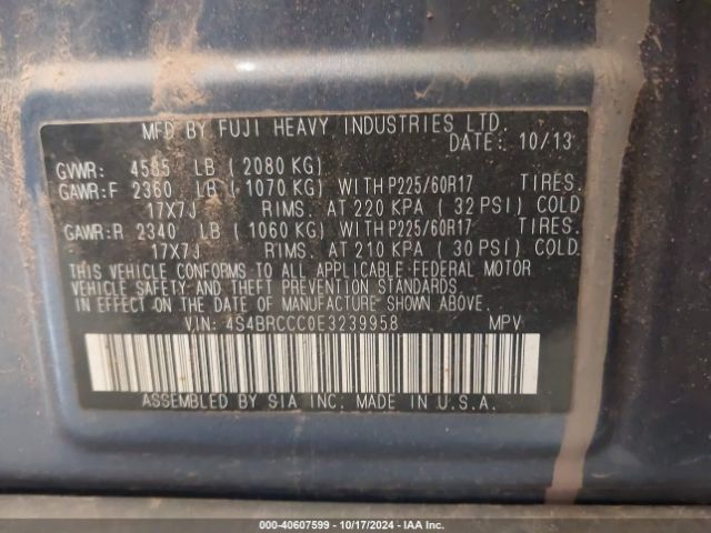 4S4BRCCC0E3239958 Subaru Outback 2.5i Premium