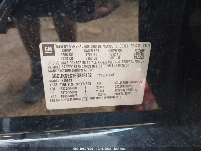 Chevrolet Silverado 1500 1lz 2014 3GCUKSEC1EG349102 Image 9
