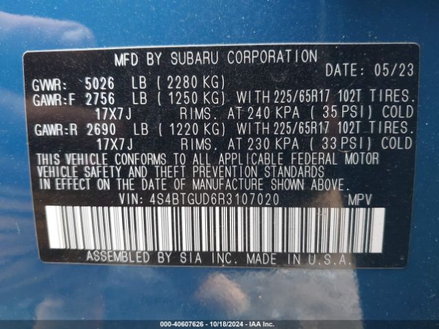 4S4BTGUD6R3107020 Subaru Outback Wilderness