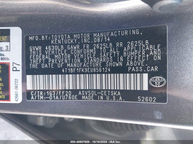 Toyota CAMRY SE 2014 4T1BF1FK9EU856124 Image 9