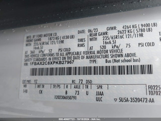 Ford Transit-350 Passenger Van Xlt 2023 1FBAX2C8XPKB27967 Image 9