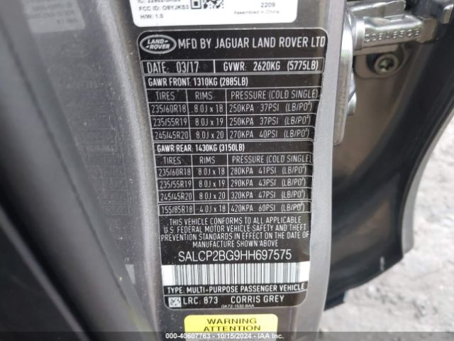 SALCP2BG9HH697575 Land Rover Discovery Sport Se