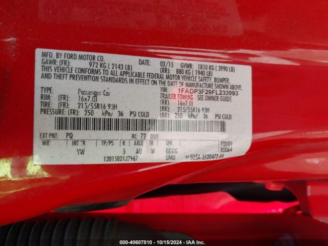 1FADP3F29FL233993 Ford FOCUS SE