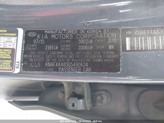 KNAFX4A83G5490624 KIA FORTE EX