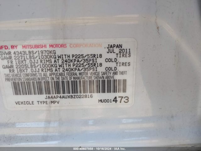 2011 MITSUBISHI OUTLANDER SPORT JA4AP4AUXBZ022816 Photo 8