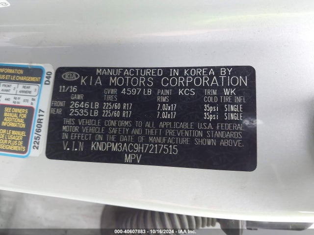 KIA Sportage Lx 2017 KNDPM3AC9H7217515 Image 9