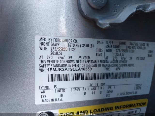 1FMJK2AT9LEA10550 Ford Expedition Limited Max