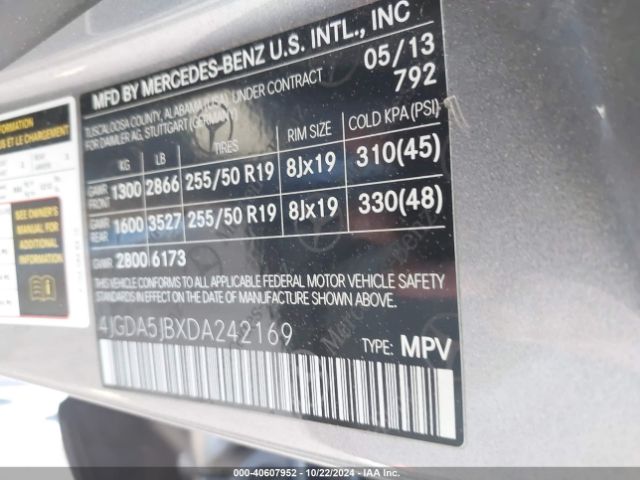 2013 MERCEDES-BENZ M-CLASS 4JGDA5JBXDA242169 Photo 8