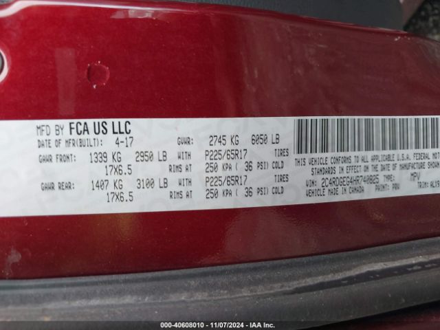 2017 DODGE GRAND CARAVAN 2C4RDGEG4HR740825 Photo 8