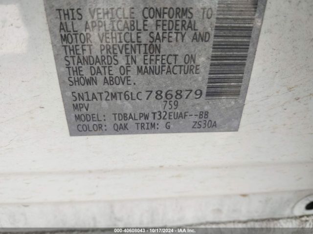 5N1AT2MT6LC786879 Nissan Rogue S Fwd