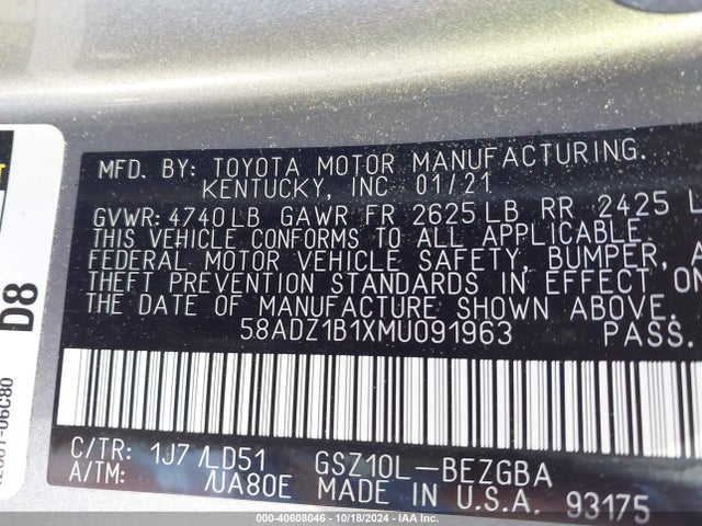 Lexus ES 350 2021 58ADZ1B1XMU091963 Image 9