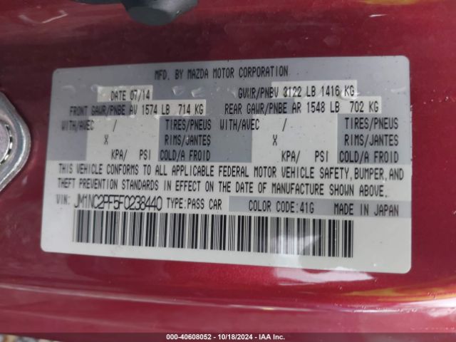 JM1NC2PF5F0238440 Mazda Mx-5 Miata Grand Touring