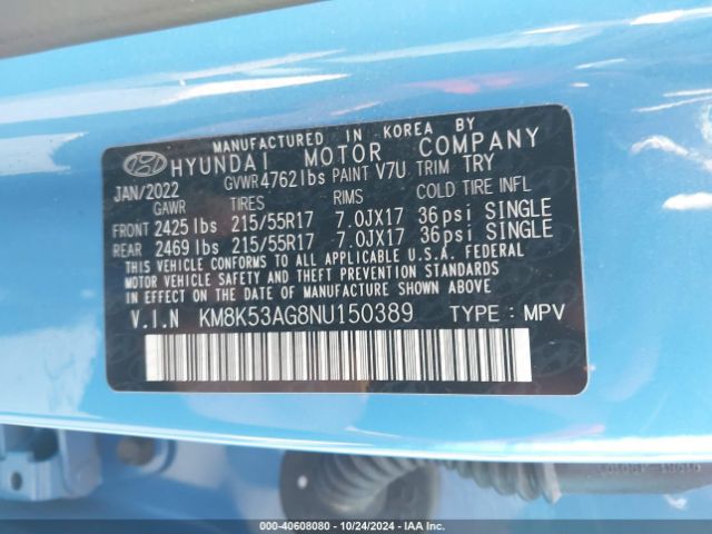KM8K53AG8NU150389 Hyundai Kona Electric Limited