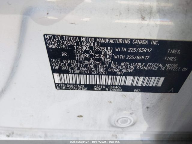 2T3RFREVXFW370701 Toyota Rav4 Xle