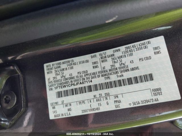 1FTEW1CP6JFA87114 Ford F-150 Xlt